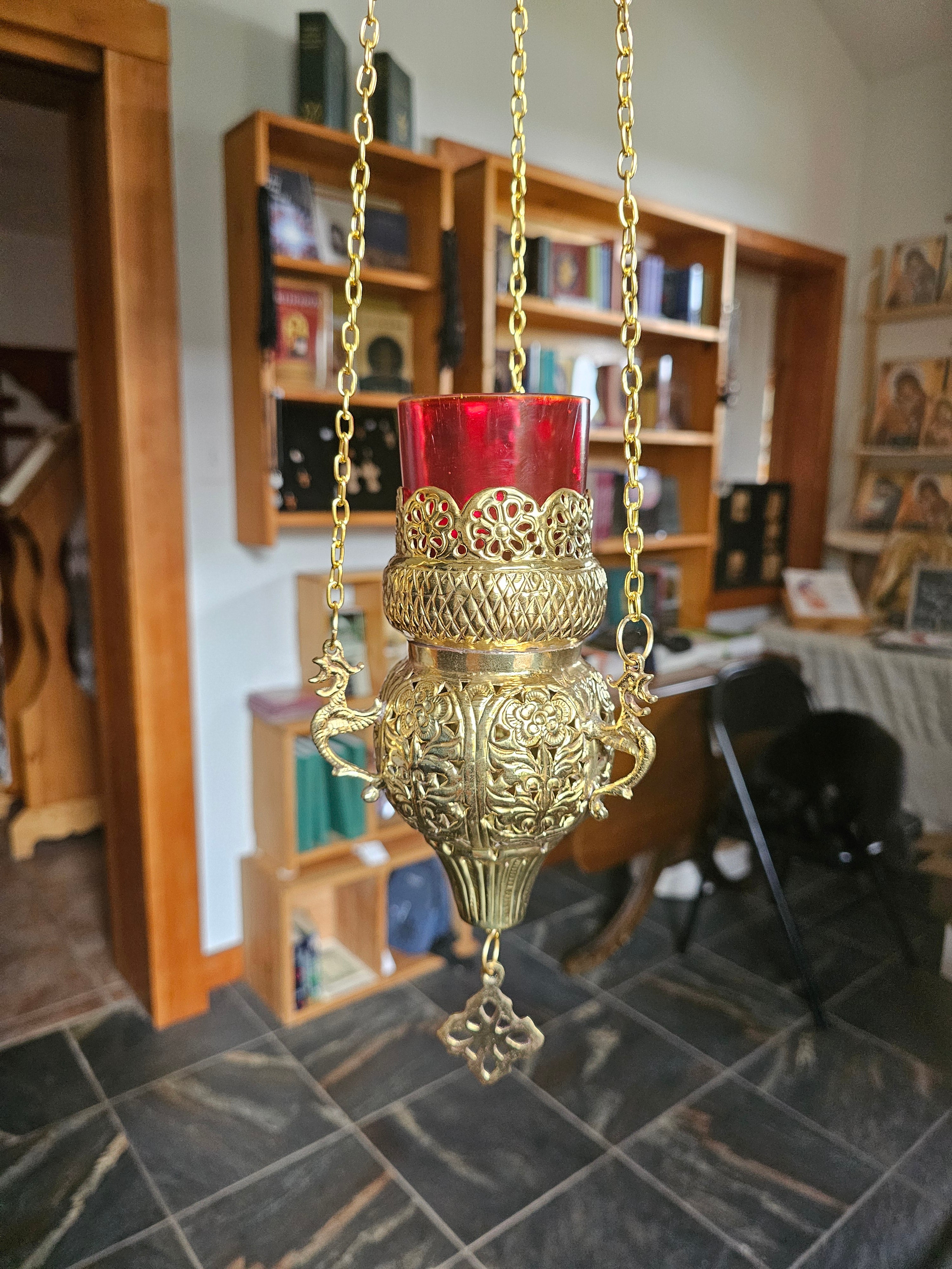 Byzantine Brass Hanging Oil Candle