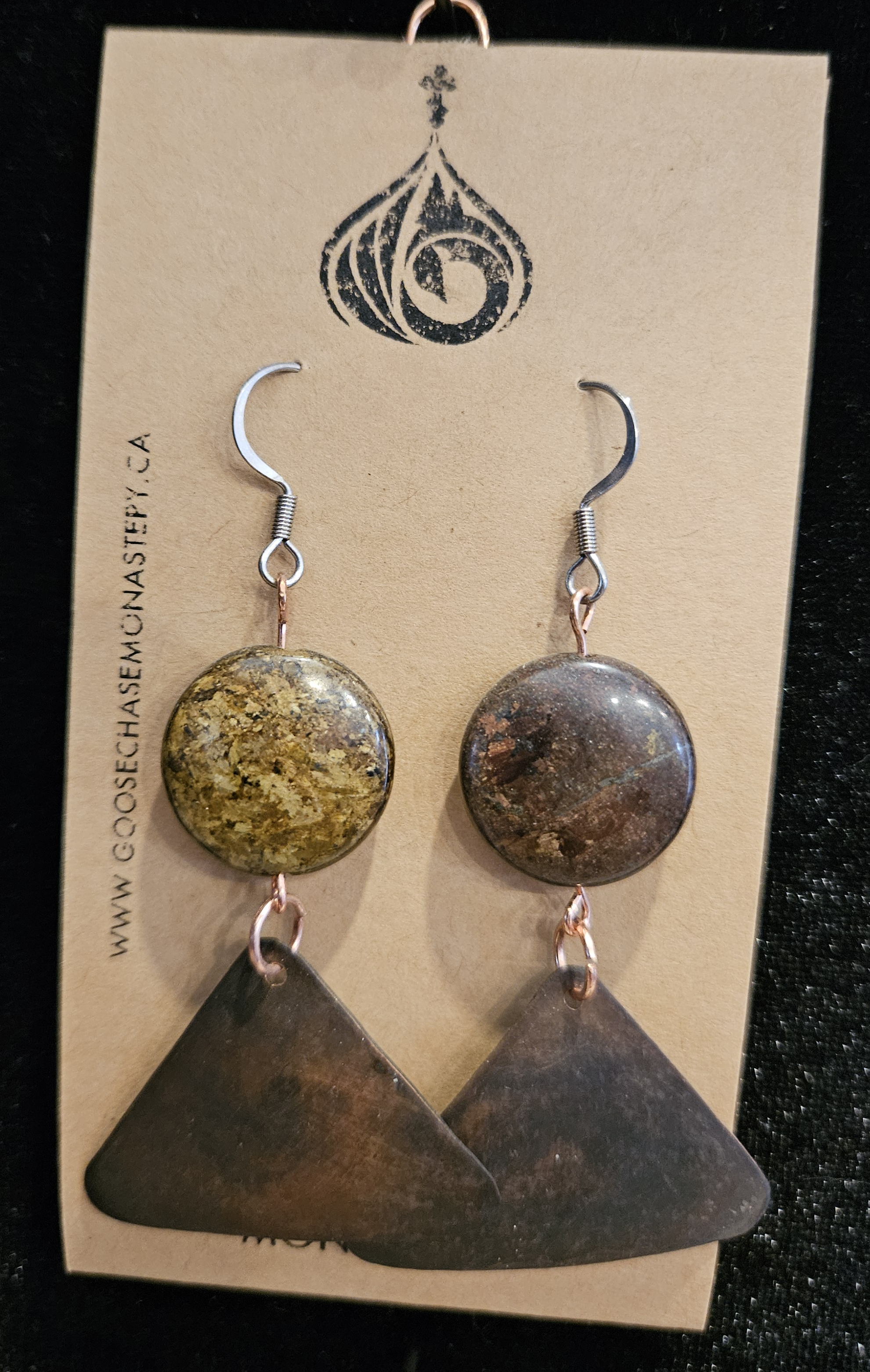 Bronzite & Copper Earrings