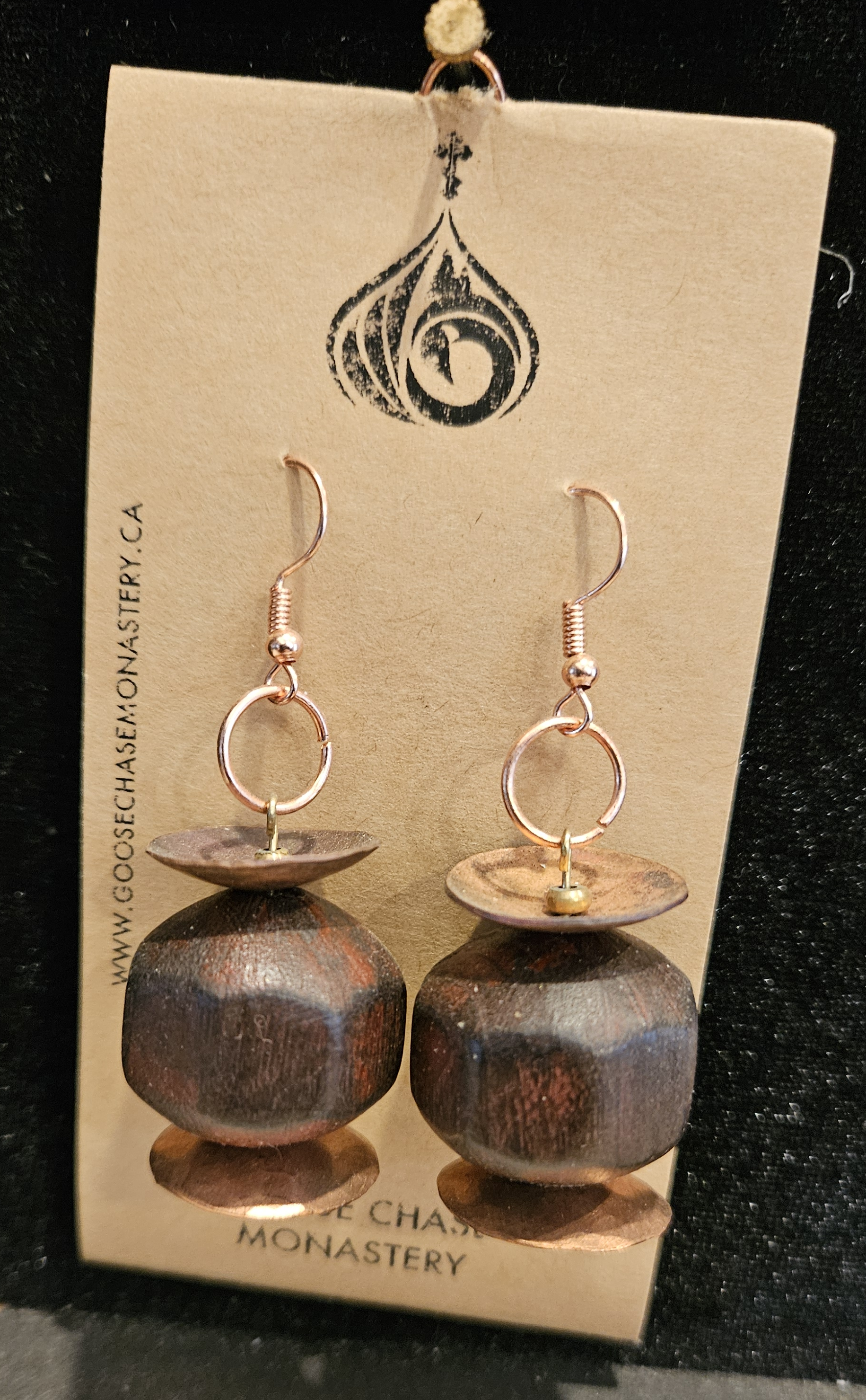 Wood & Copper Earrings
