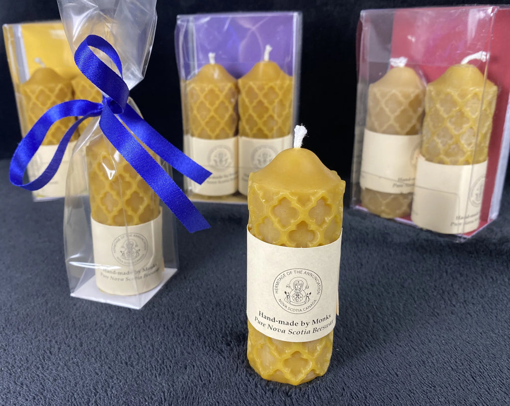 Beeswax Stainglass Pillar Candle - Small