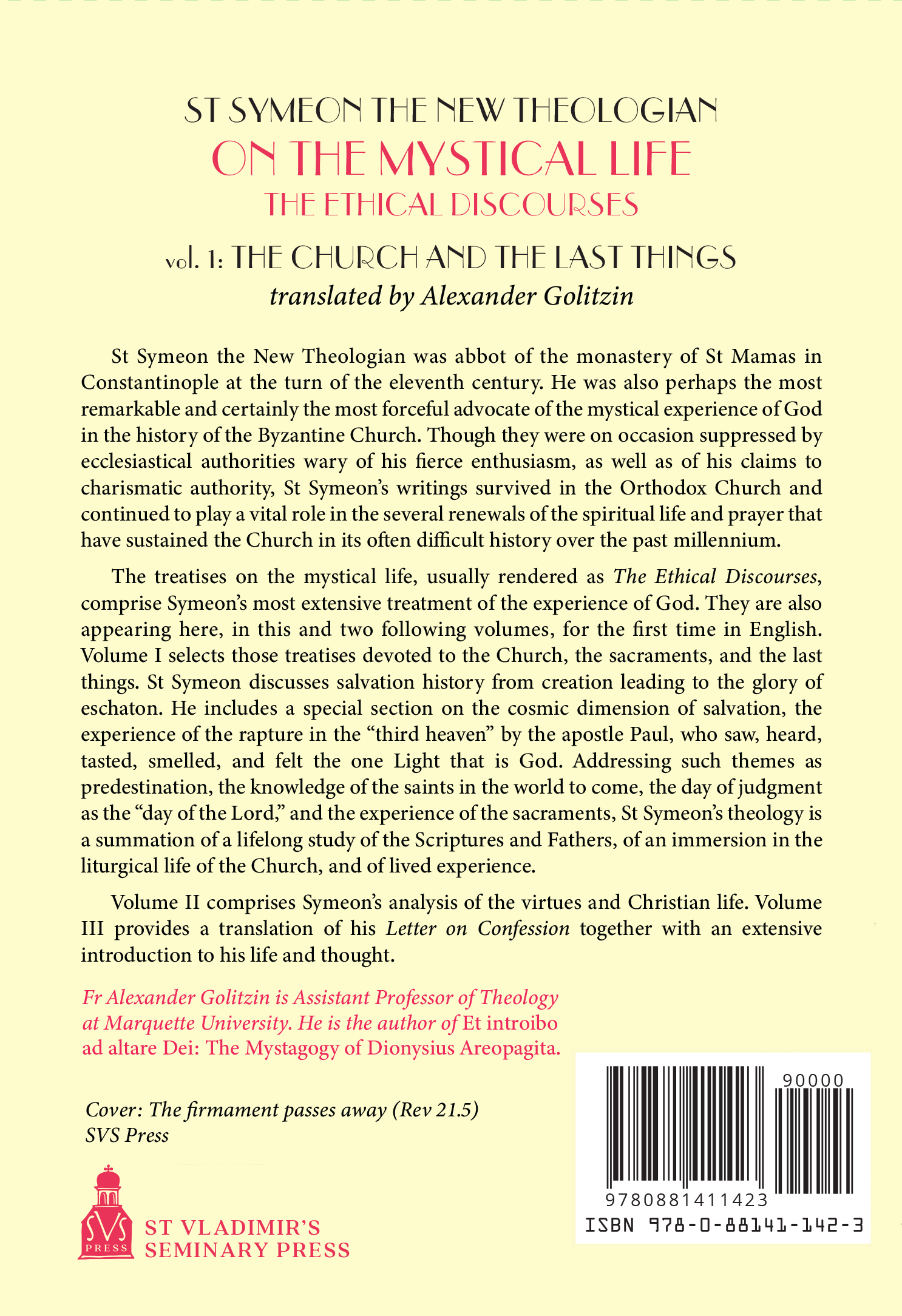 On the Mystical Life Vol 1 by St. Symeon the New Theologian