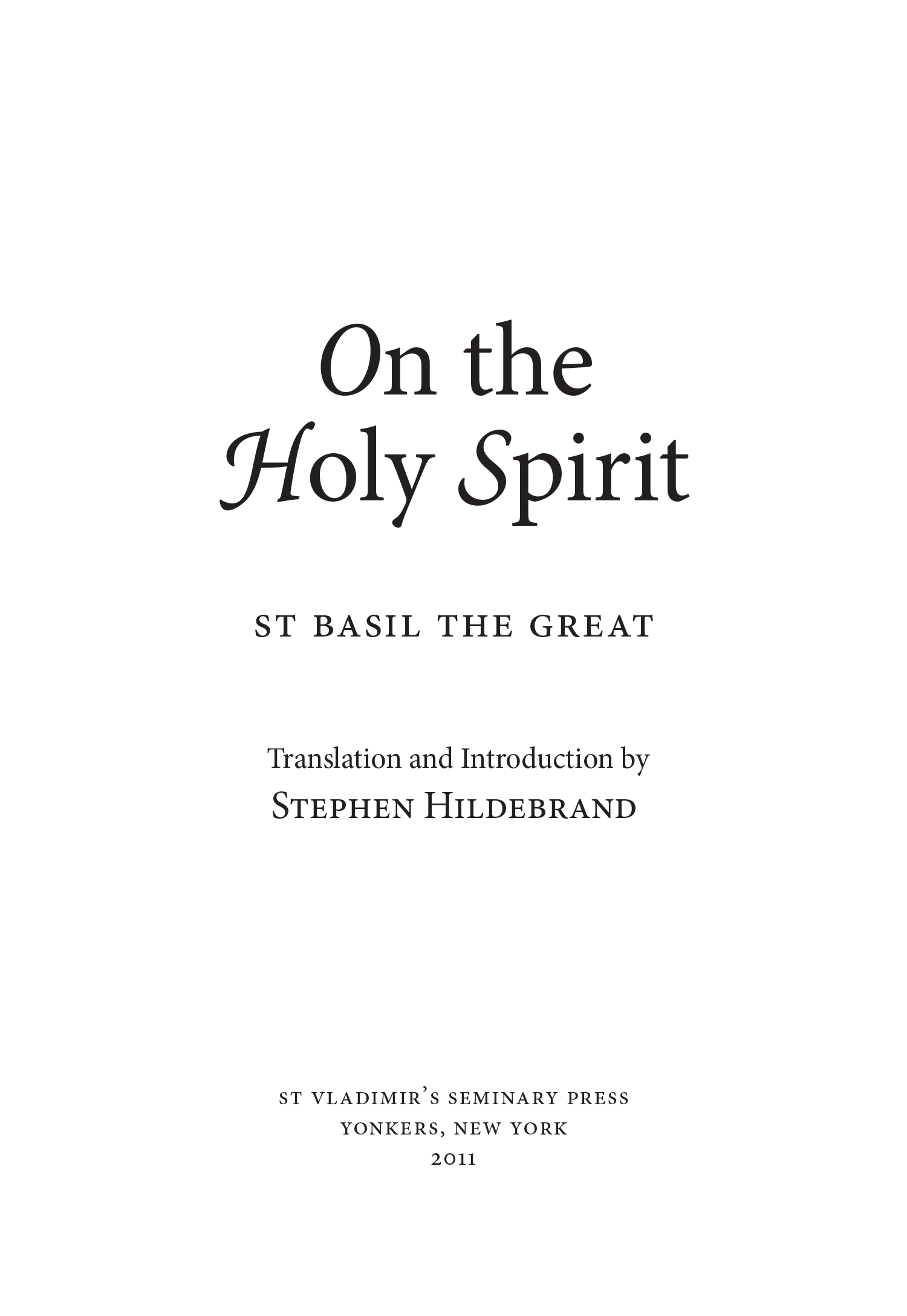 On the Holy Spirit by St. Basil the Great