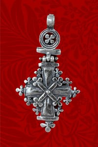 Handmade Patinated Silver Pendant Cross