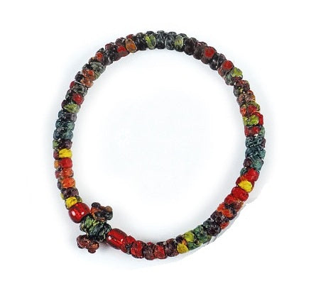 Prayer Rope Bracelet for Children -  Waxed with Thin Knots Colored
