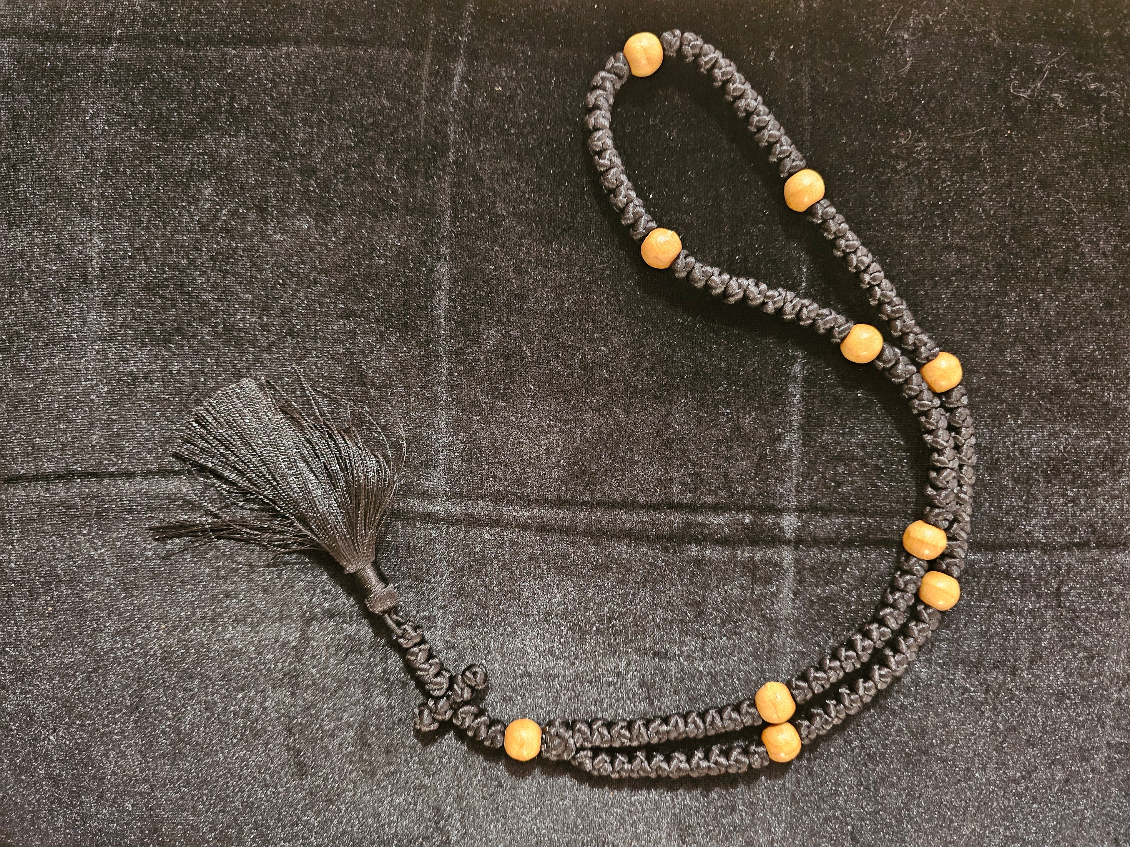 Canadian Monk-made Prayer Rope - 100 knot, Wooden Bead