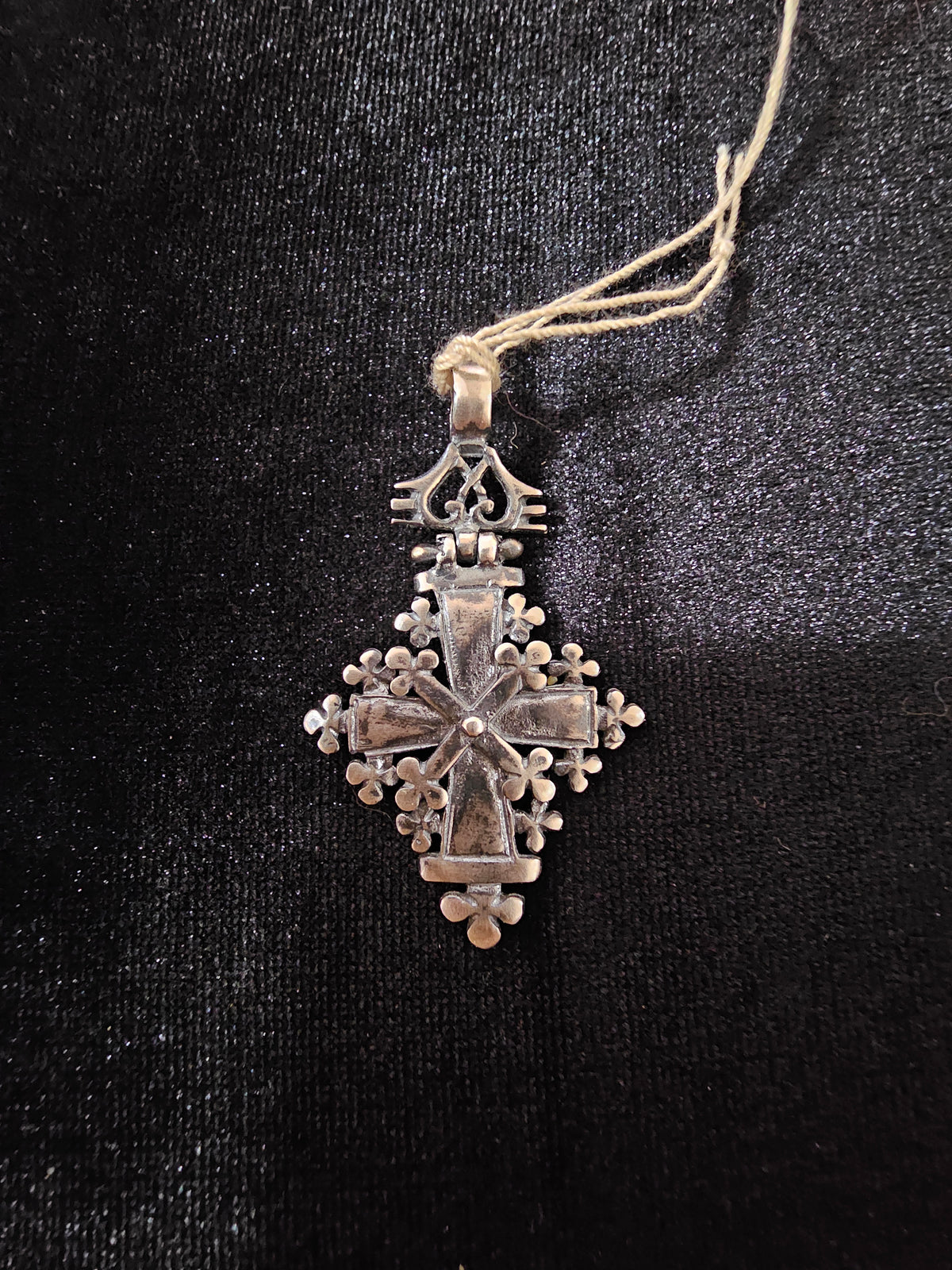 Handmade patinated silver pendant cross