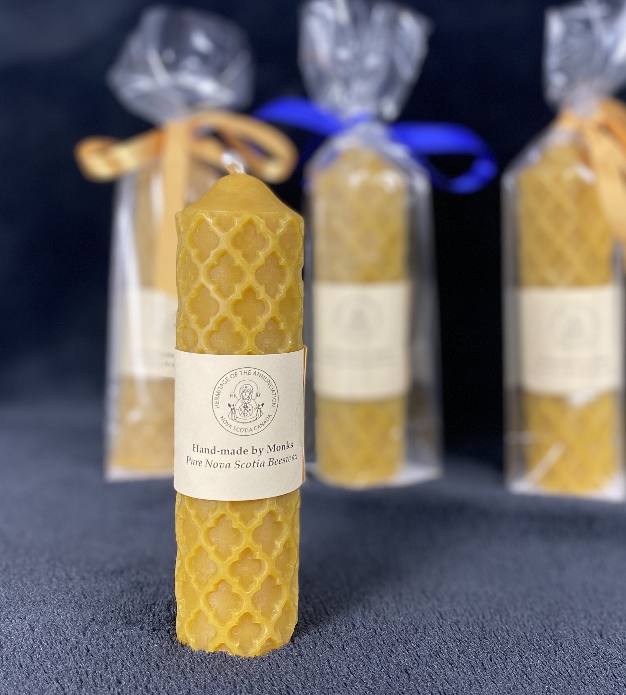 Stain Glass Beeswax Pillar Candle - Tall